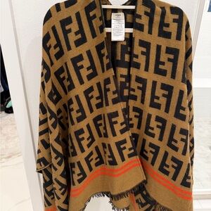 Like New!! FF Black and Brown FF Logo Wool Shawl (S/M)